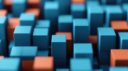 Fototapeta premium Floating 3D cubes and graphs representing data, forming a creative business strategy, data creativity, innovative business solutions