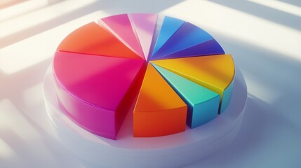 Fototapeta premium Colorful 3D Pie Chart Illustration for Analysis