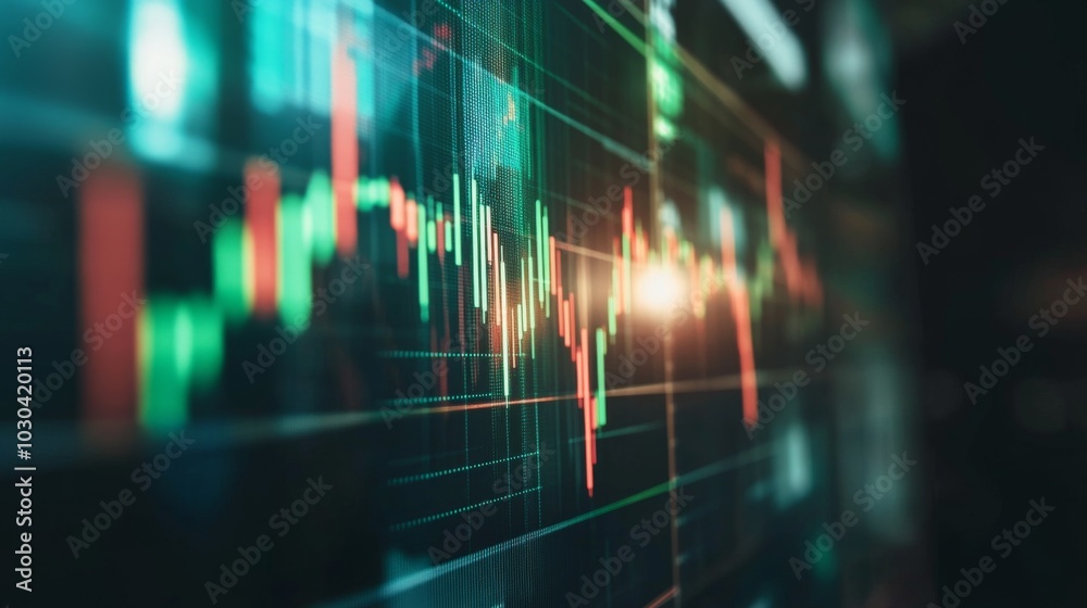 Aufkleber dynamic stock market chart with colorful candlestick patterns