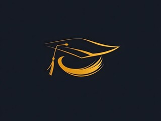 Yellow Graduation cap mortarboard logo graduate college icon
