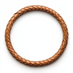 Braided leather steering wheel cover in circular design isolated on white