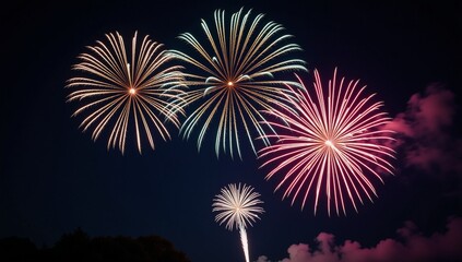 Stunning firework celebration scene with vibrant colors and joyful bursts