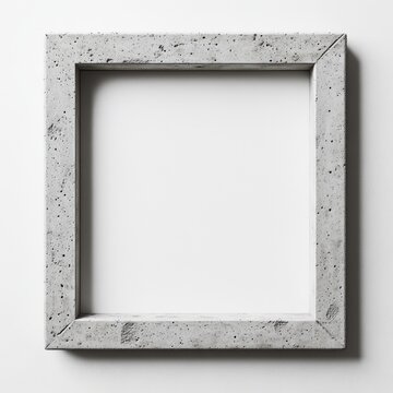 Concrete picture frame with textured surface on a neutral background