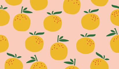 Cute orange fruits pattern background vector design
