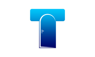 Letter T alphabet with arch door illustration design vector