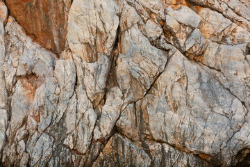 Brown colored Basalt sheer rocks  cuted by cracks due geology and by constant wind and temperature fluctuations. This cliff  is riddled with 