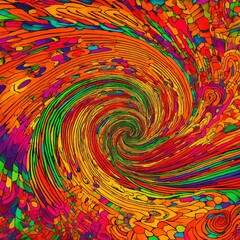 Psychedelic colorful illustration art, AI generated