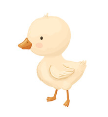 Cute duckling, baby bird, funny hand drawn watercolor isolated illustration