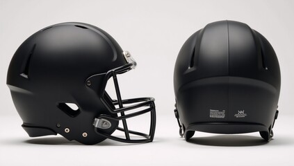 Naklejka premium Black American Football Helmet Mock-Up with Multiple Views Generated