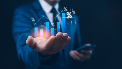 2024-2025 Business growth, investment profit increase, growing sales and revenue, progress or development concept, arrow graph corporate future growth plan