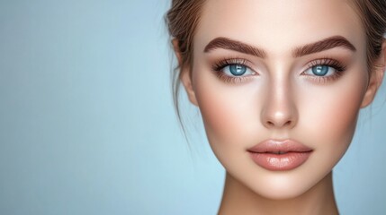 Naklejka premium Portrait of a Woman with Beautiful Features and Makeup