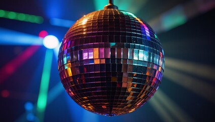 Obraz premium Disco ball illuminates the club with vibrant colorful reflections