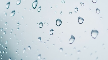 Raindrops on the glass with a blurred effect in the yard create a natural and calm panorama when the rainy season arrives.