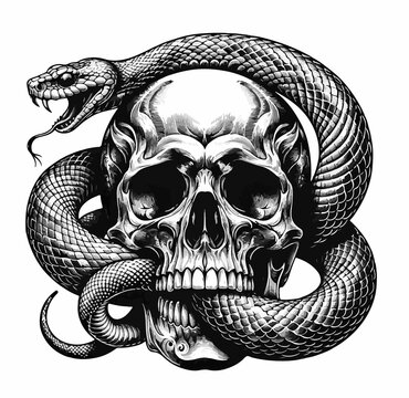 Teschio con serpente. Generative AI