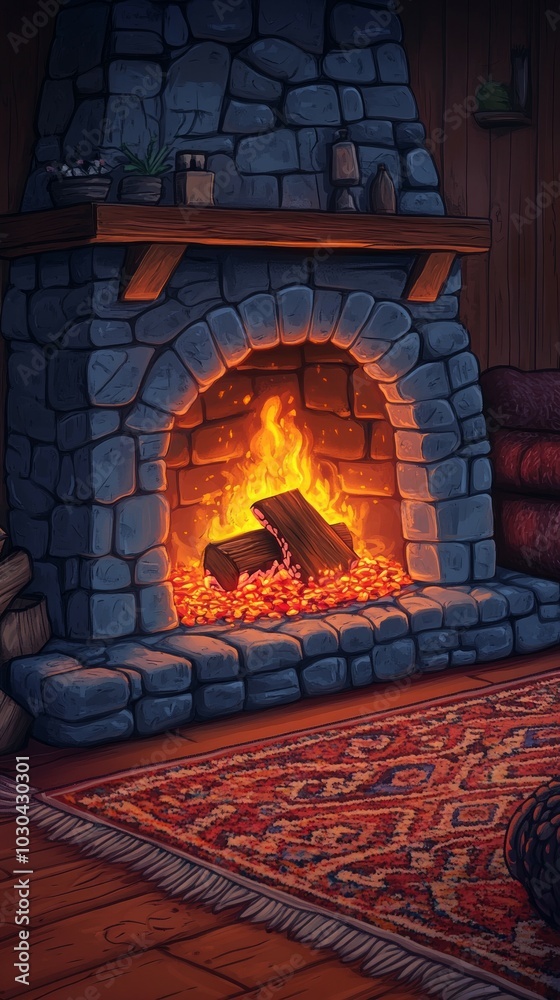 Poster Warm Hearth, Cozy fireplaces