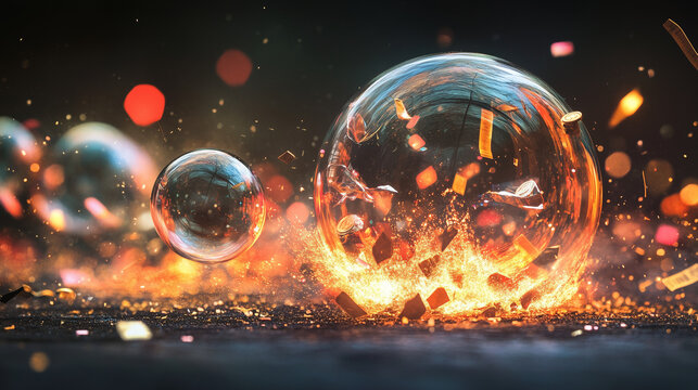 Financial Products Implode Amid Market Bubble Burst, Investors Facing Massive Losses as Fortunes Vanish. Economic Fallout from Speculative Investments Crashing and Widespread Wealth Destruction