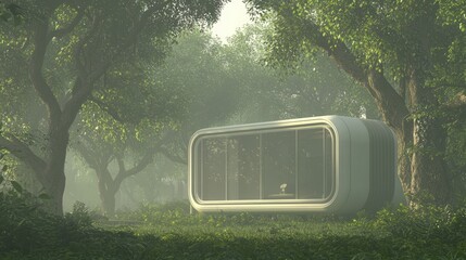 Eco-Friendly Modular Home for All: Accessible Design in Lush Surroundings | 3D Render Illustration