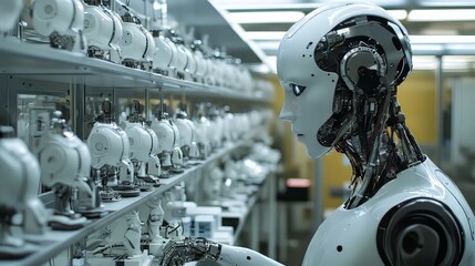 Fototapeta premium Using powerful computer technology, we can analyze large amounts of data to create smart systems that learn and make decisions, like machines that can think and create.