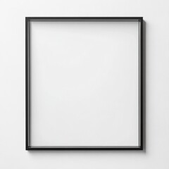 Minimalist empty black square frame on white wall for art or photo display