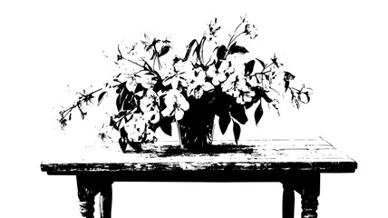 Naklejka premium Bouquet of fragrant flowers on a rustic table in a living room, vector illustration art