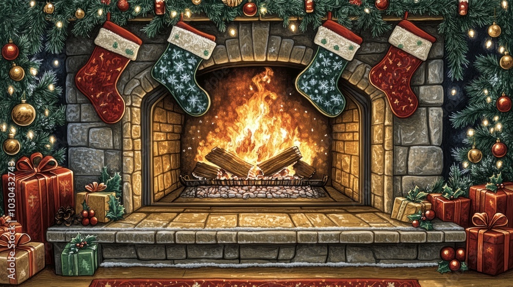 Sticker Evening Glow, Cozy fireplaces