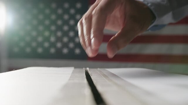 ballot paper into the box 