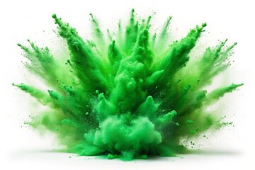 inspiring AI-generated image of a bright green paint color powder explosion