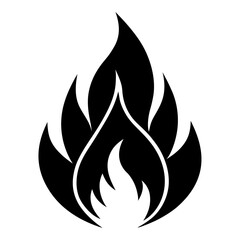 Flat design Fire icon silhouette vector art illustration
