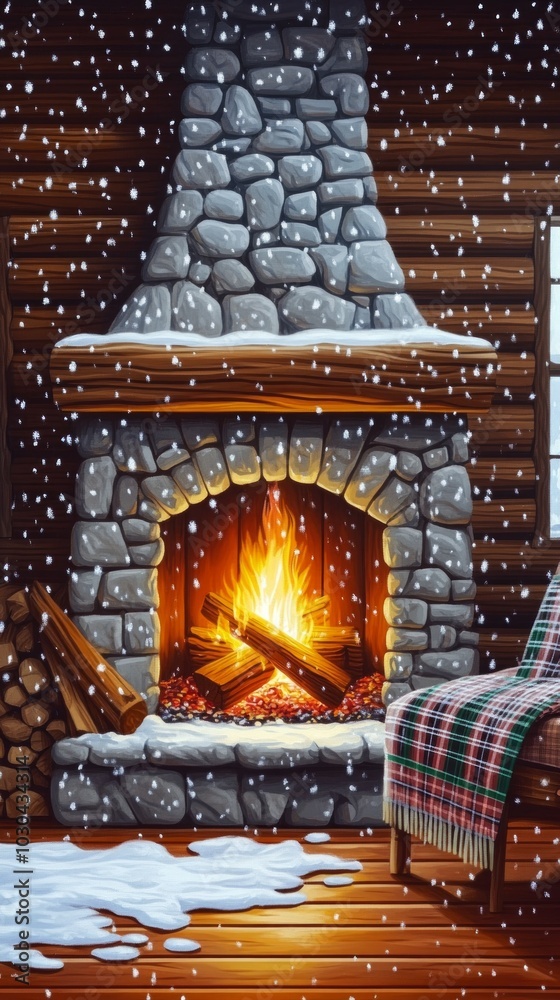 Canvas Prints Winter Retreat, Cozy fireplaces