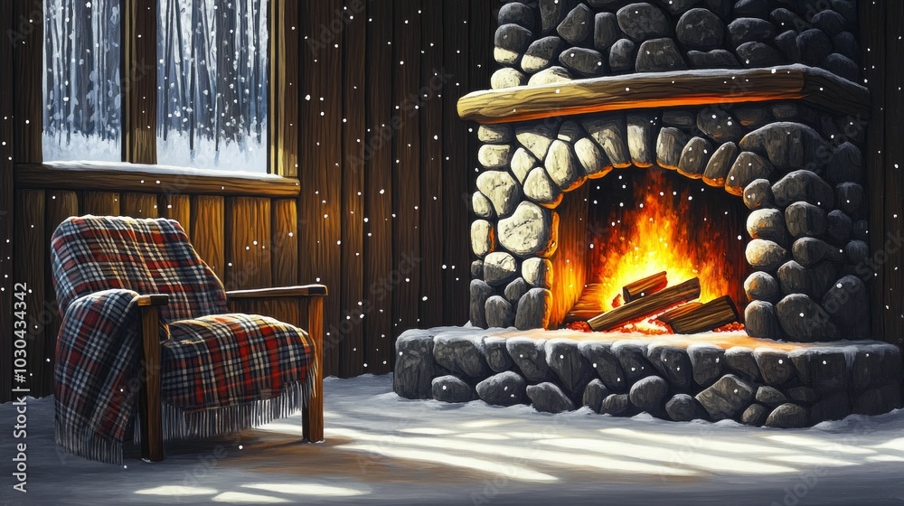 Poster Winter Retreat, Cozy fireplaces