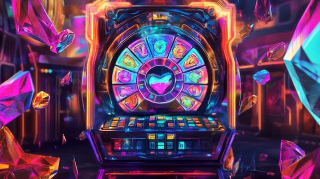 Fractal pattern slot machine with morphing symbols and vibrant colors