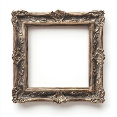 Ornate baroque style gold frame for classical art display on white background