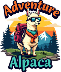 Obraz premium Outdoor Adventure Llama Graphic T-Shirt Design for Hiking Enthusiasts