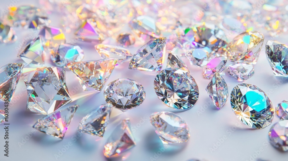 Poster sparkling assortment of colorful diamonds and gems