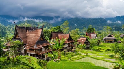 Traditional Houses in a Lush Green Valley