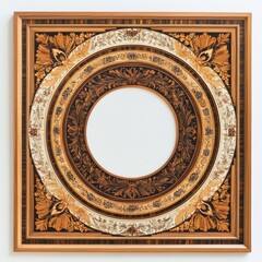 Fototapeta premium Ornate wooden frame with intricate floral carvings showcasing classic design