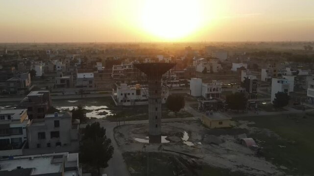 Drone view flying over the modern residential housing society in Pakistan