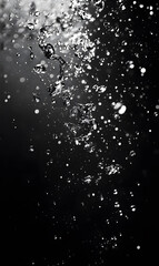 Dynamic Water Droplets Isolated on Black Background &ndash; High-Speed Captures, Ripples, Splashes, and Mist in Elegant Motion