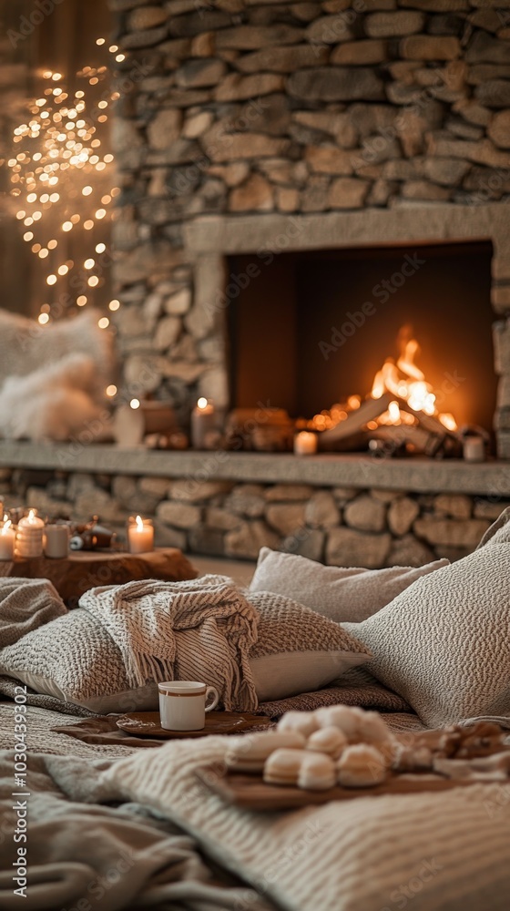 Wall mural Hearthside Gatherings, Cozy fireplaces