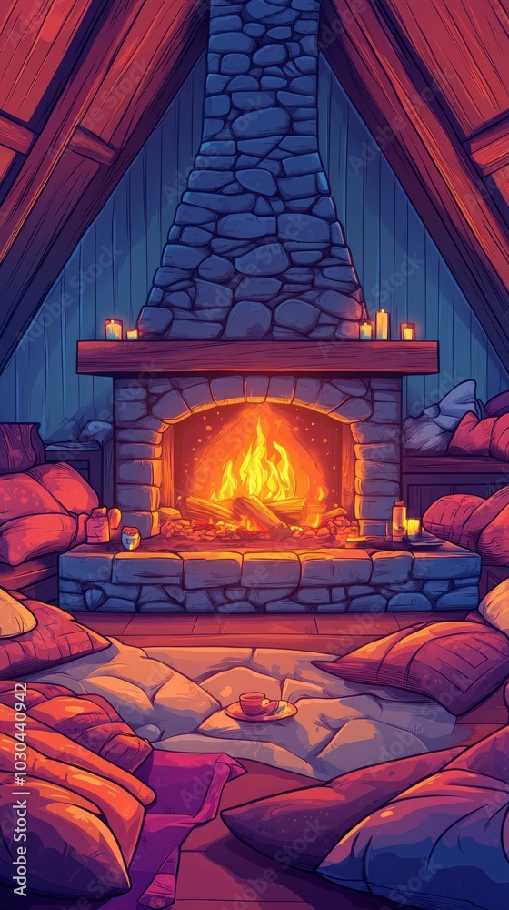 Canvas Prints Hearthside Gatherings, Cozy fireplaces