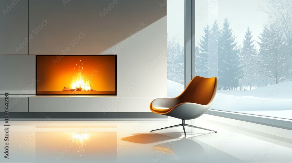 Poster Fireside Reflection, Cozy fireplaces