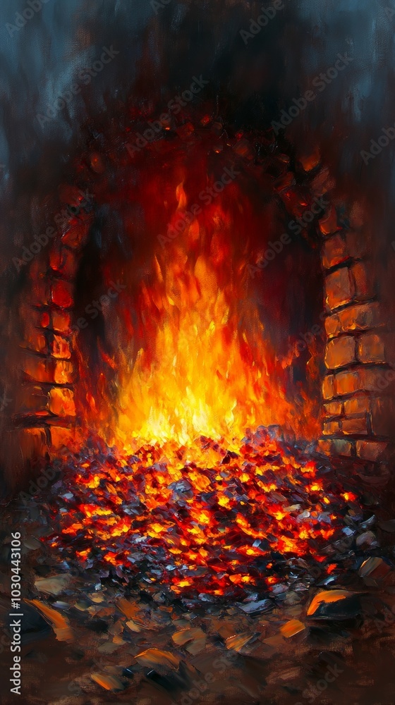 Canvas Prints Golden Embers, Cozy fireplaces