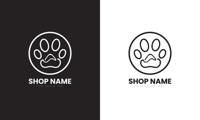 Creative minimalist pet shop or care logo design template for a company, starting a business, eye catchy, simple, modern.