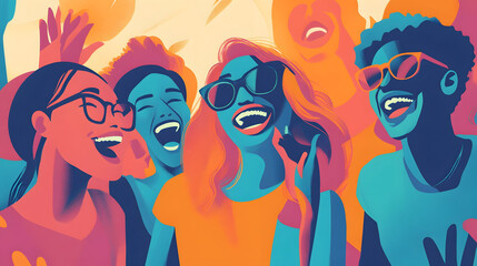 Joyful moments shared among friends at a lively social gathering, filled with laughter and vibrant energy