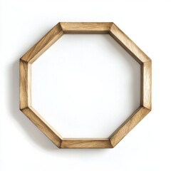 Wooden octagon frame on white background highlighting minimalist design concept