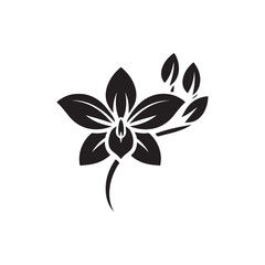 Black Orchid Flower Silhouette - A Clean and Elegant Vector Icon Highlighting the Beauty of Orchid Flowers in a Minimalist Style, Perfect for Nature-focused Branding and Floral Illustrations.
