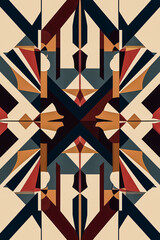 A striking geometric design featuring lion, rich black, timberwolf, sienna, and puce colors on an old lace background. classic yet creative pattern is perfect for fabric prints, wallpapers posters.