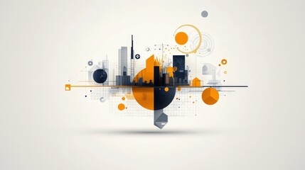 Abstract Cityscape with Geometric Elements and Colors