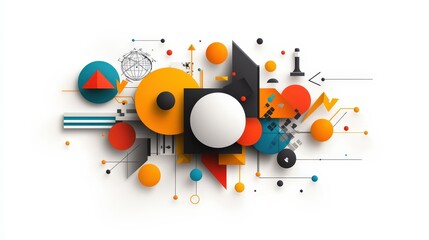 Obraz premium Abstract Geometric Shapes in Vibrant Colors and Patterns