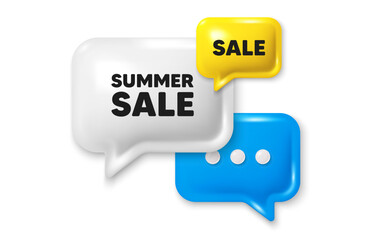 Summer Sale tag. Offer speech bubble 3d icon. Special offer price sign. Advertising Discounts symbol. Summer sale chat offer. Speech bubble sale banner. Discount balloon. Vector